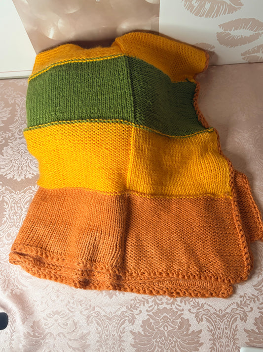 Handmade knit throw blanket