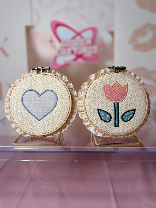 2-handmade embroidered fabric Hoop “cottagecore” decor