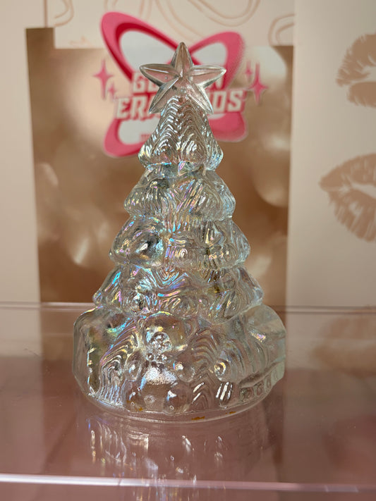 Iridescent carnival glass Christmas tree figurine (80-90’s)