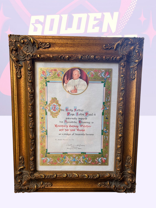 Framed Vatican Papal Apostolic Blessing parchment