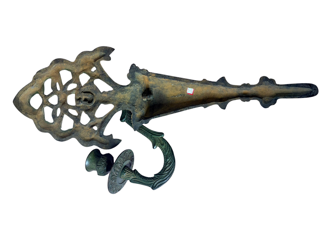 Ornate Brass Wall Candle Sconce – Green Patina Finish (80’s)
