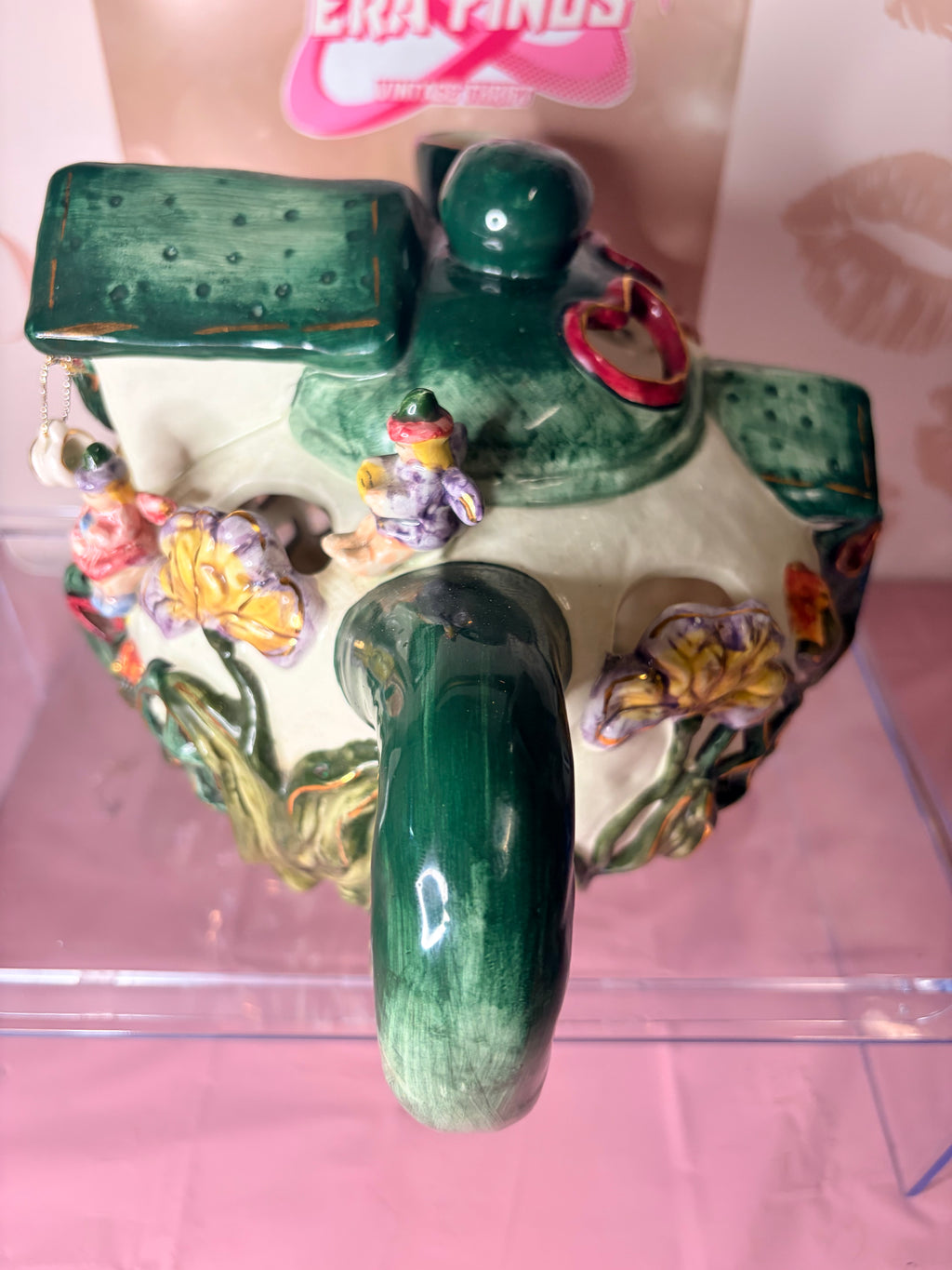 "Tea Room" fairy cottage teapot votive candle holder produced by Kimberly Designs (y2k)