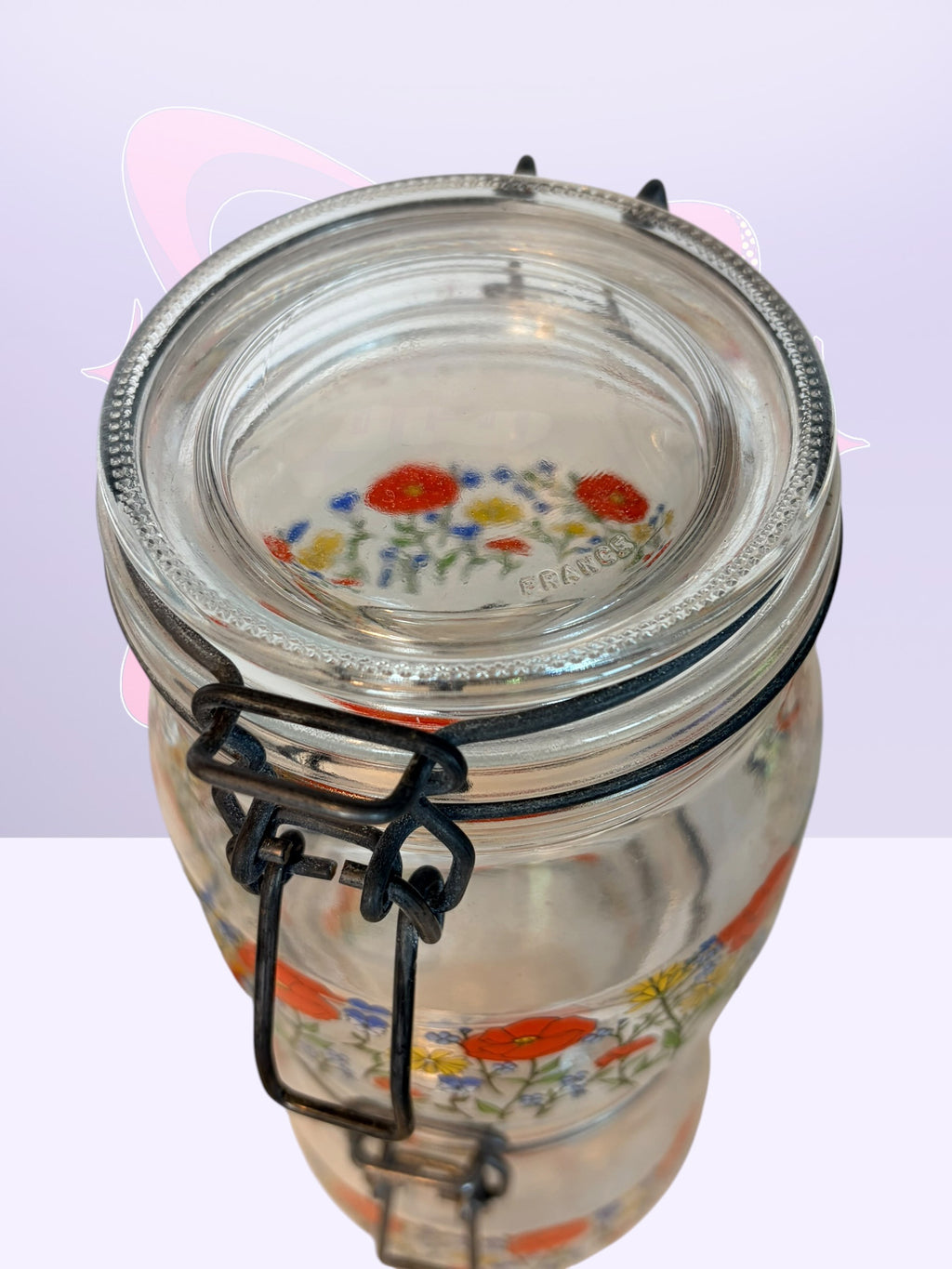 R. Carman “Wild Poppy” Arc France glass canisters