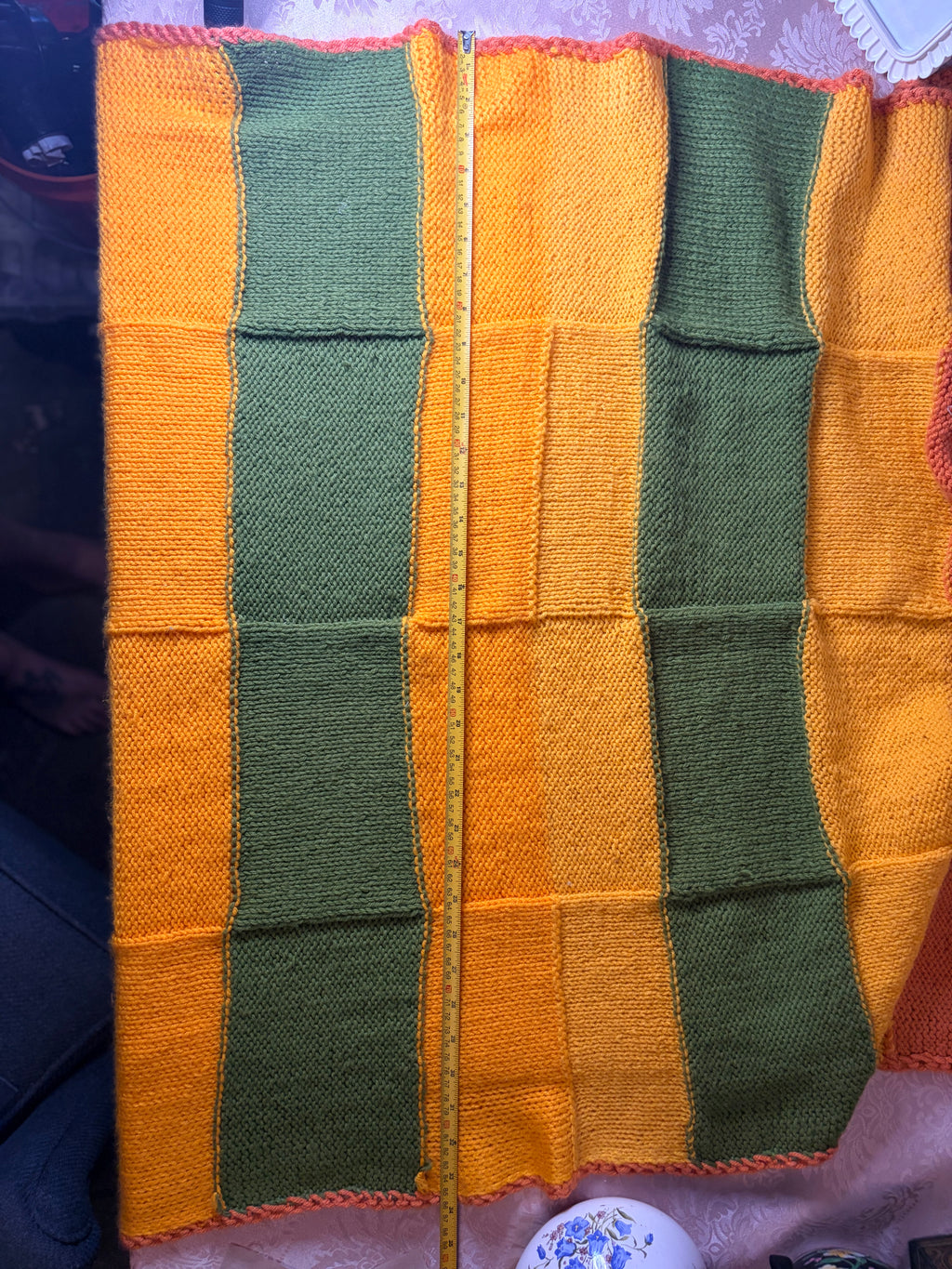 Handmade knit throw blanket