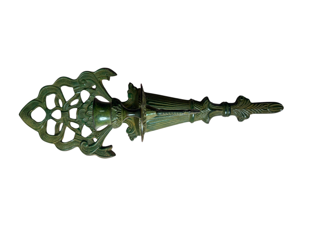 Ornate Brass Wall Candle Sconce – Green Patina Finish (80’s)