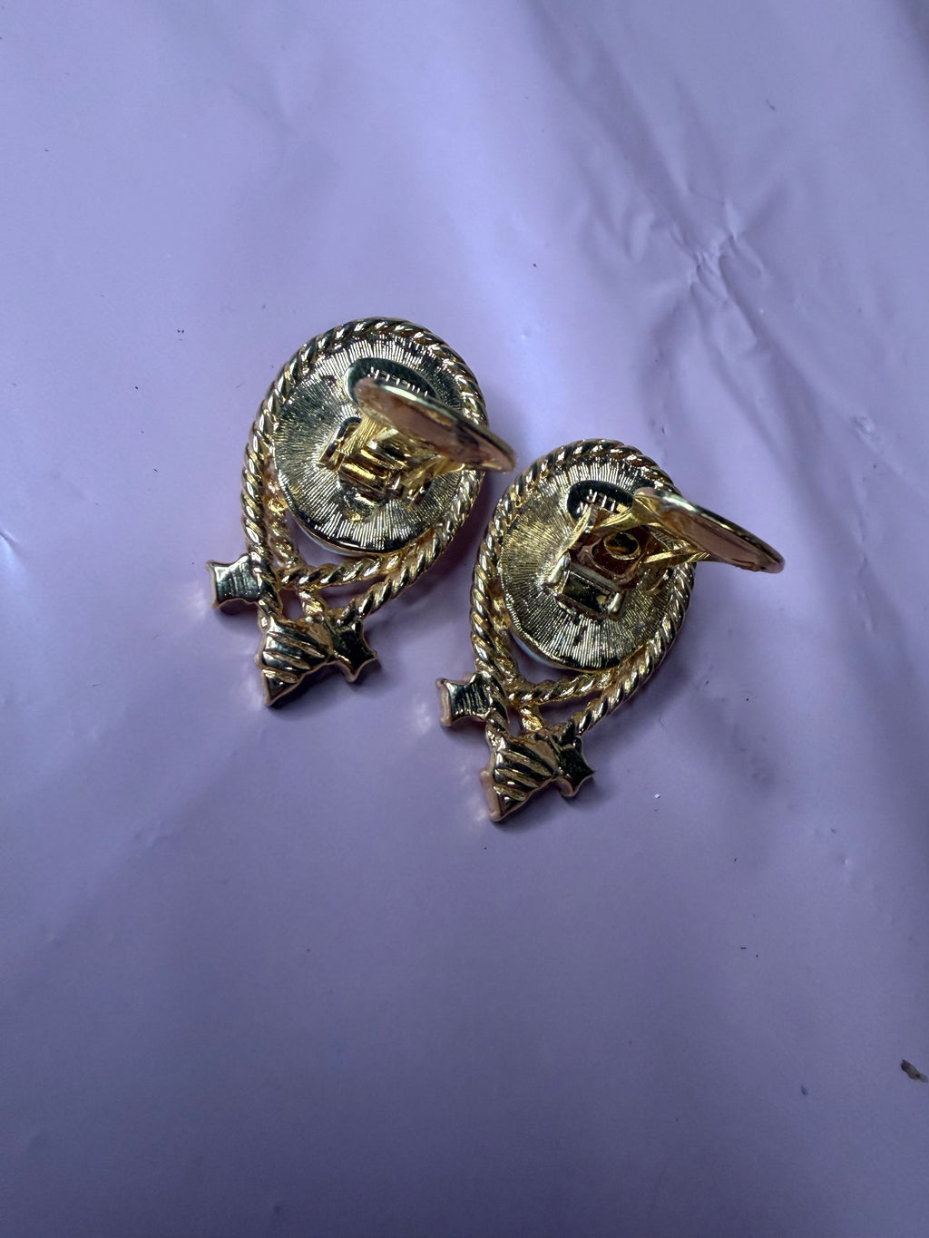 Nolan Miller 1980s Statement Faux Mabe Pearl Rhinestone clip-on Earrings (80’s)