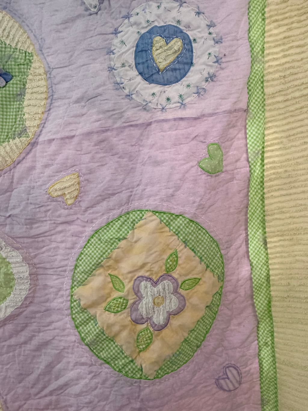 Pottery Barn Kids Secret Garden Patchwork Twin Quilt Pastel Floral Lavender (2000’s)