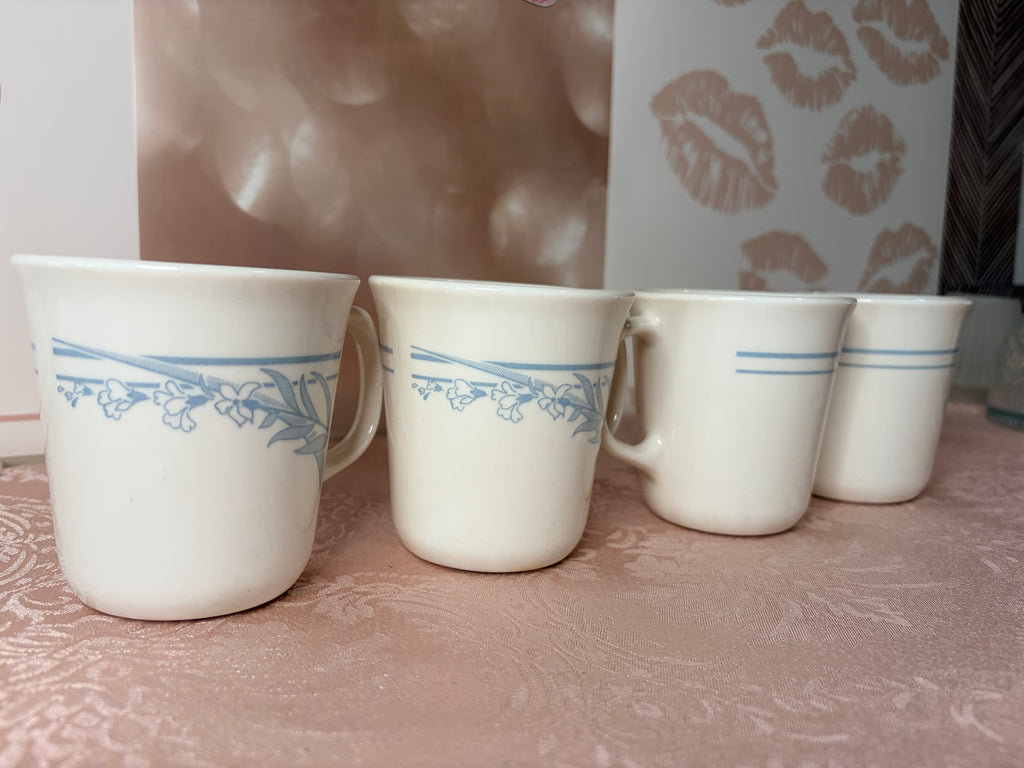 4- Corelle Blue Lily coffee mug made by Corning (80’s)