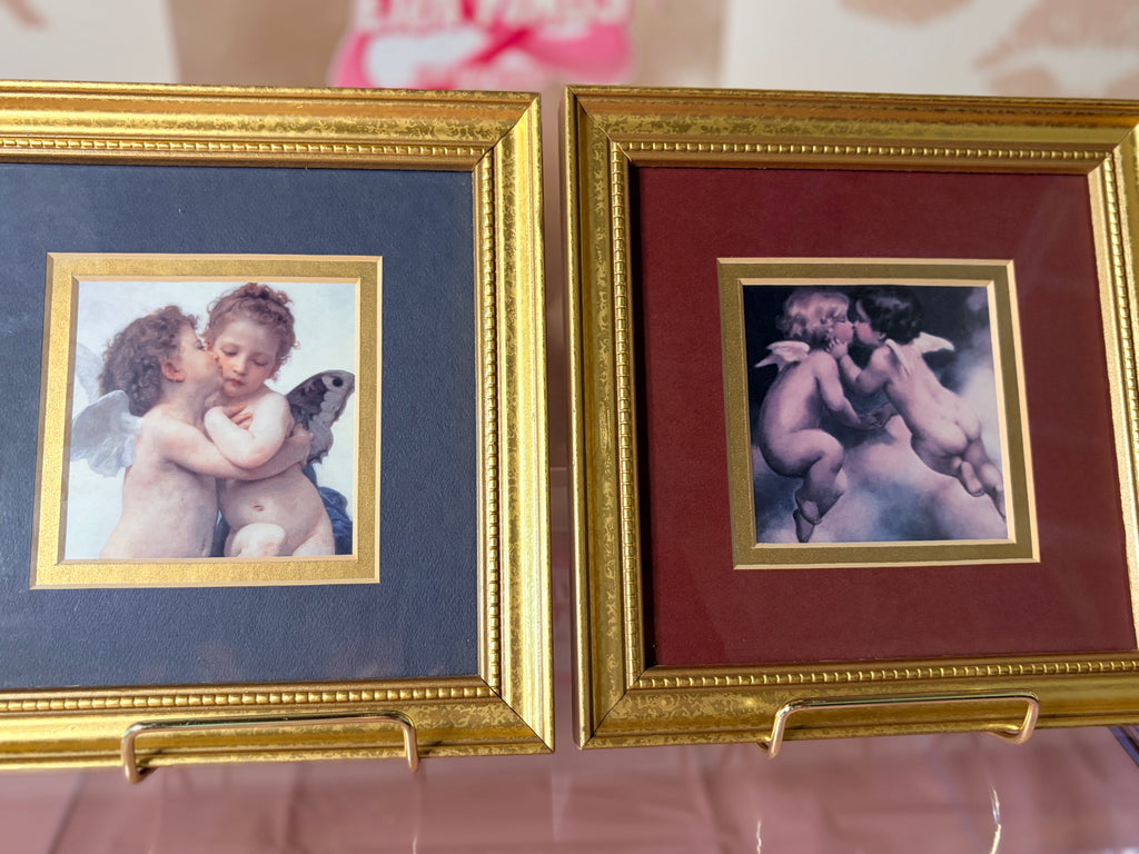 Pair Portal Publications Framed Art Prints Bouguereau First Kiss Cherubs (96)