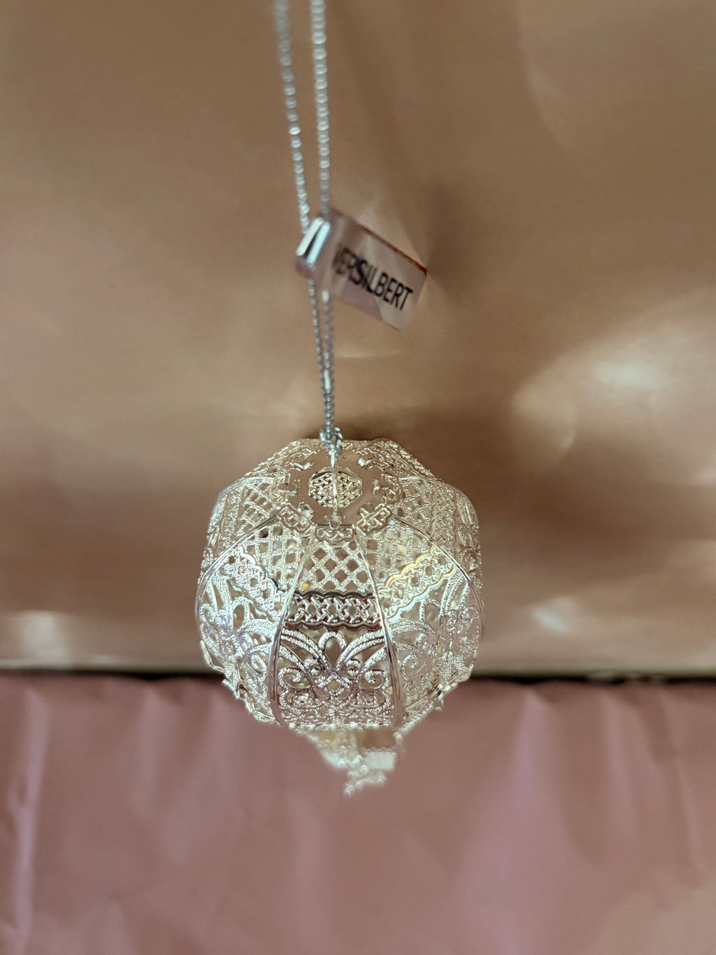 Silver Hot Air Balloon with Santa ornament