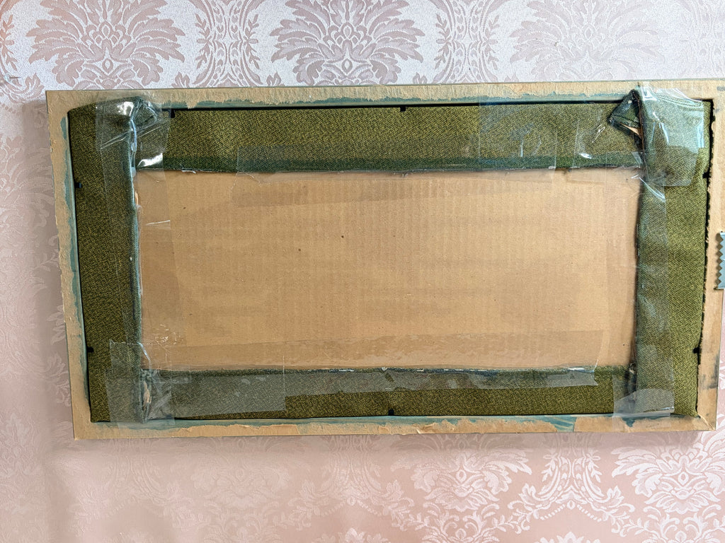 1970s large framed crewel embroidery “rock garden”