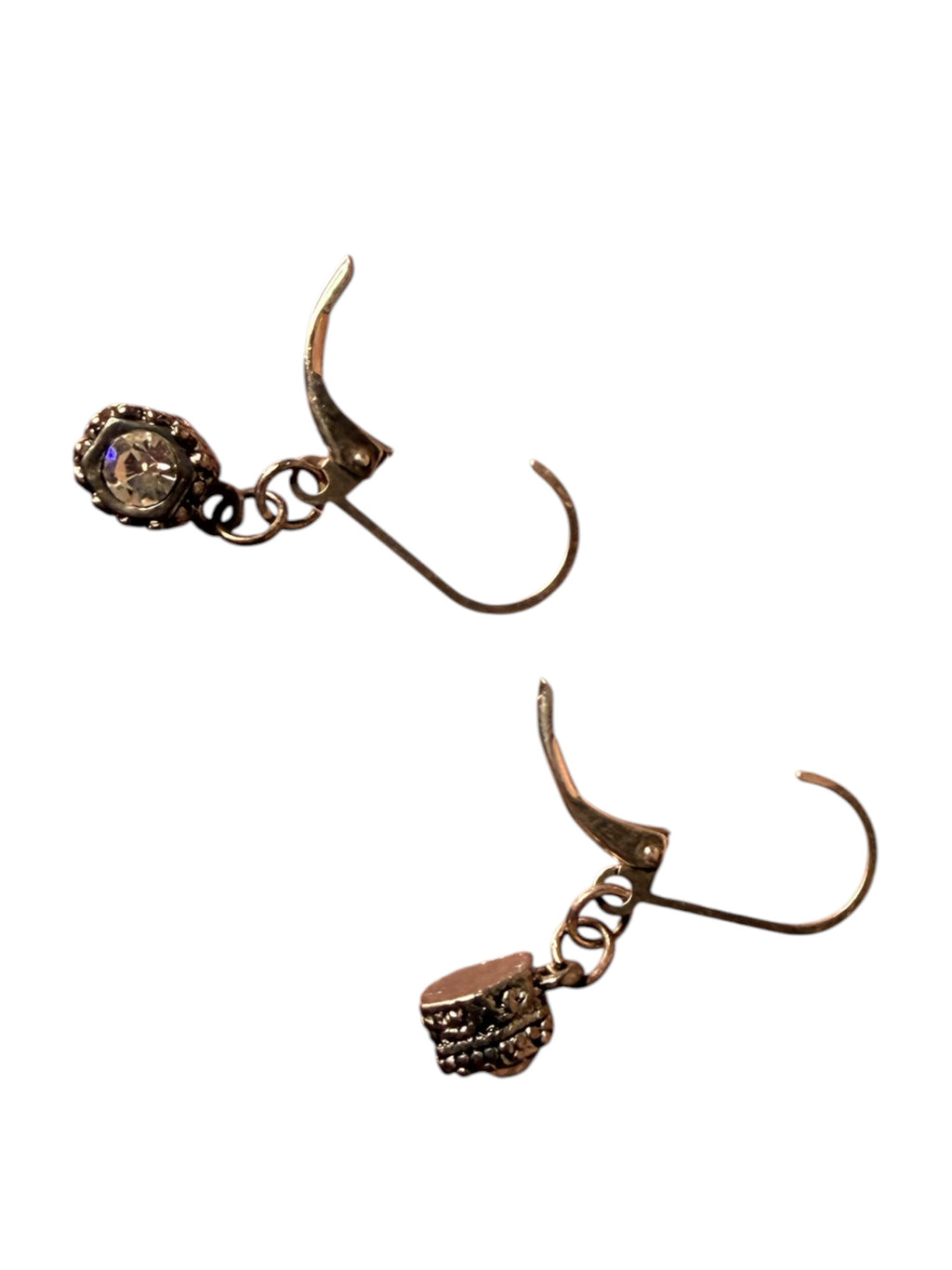 Sterling Silver 925 Milgrain Halo Crystal Drop Dangle Earrings Vintage Style