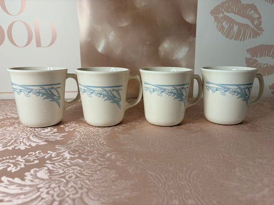 4- Corelle Blue Lily coffee mug made by Corning (80’s)