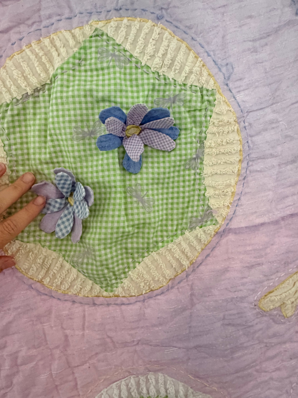 Pottery Barn Kids Secret Garden Patchwork Twin Quilt Pastel Floral Lavender (2000’s)
