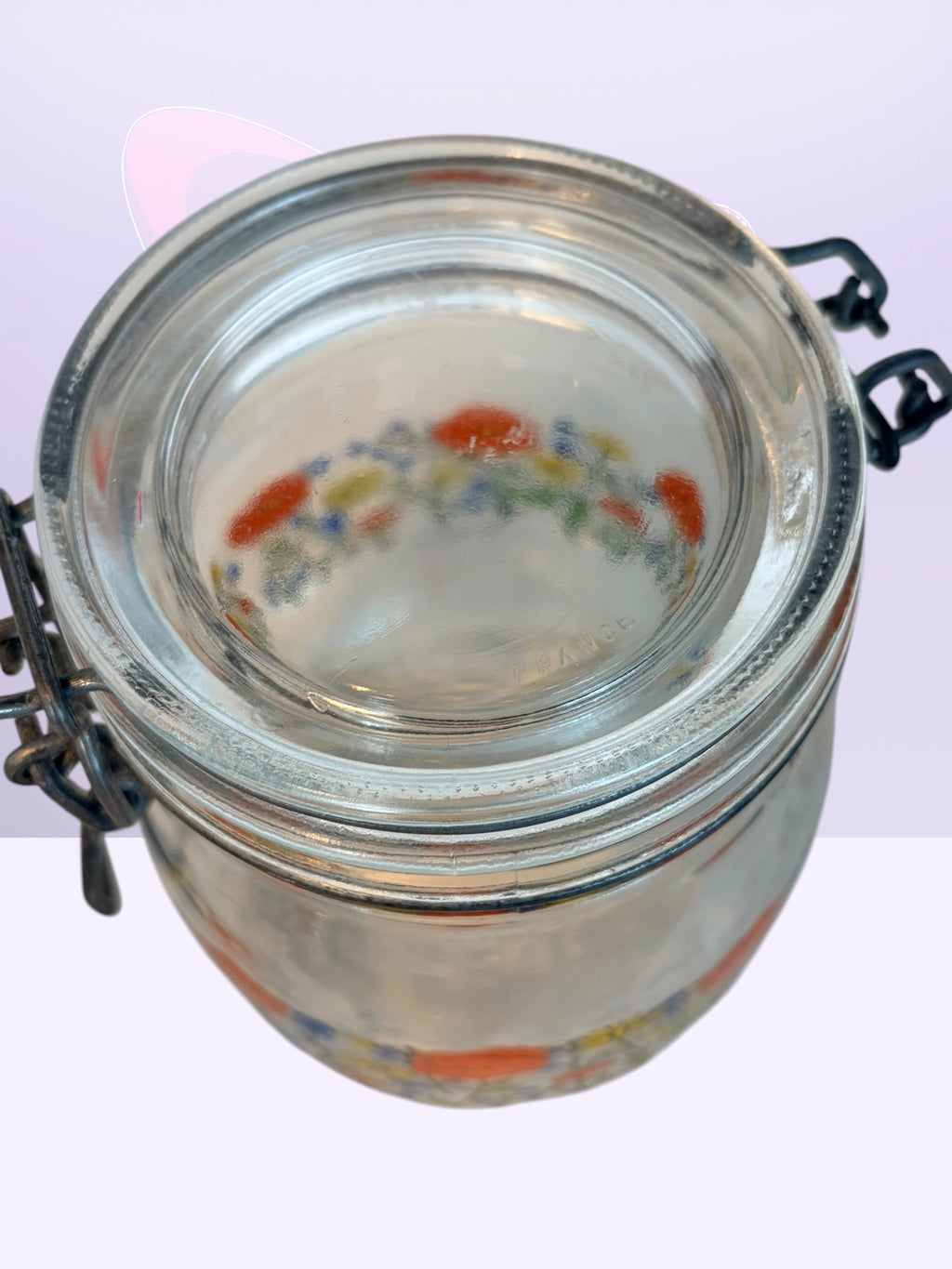 R. Carman “Wild Poppy” Arc France glass canisters