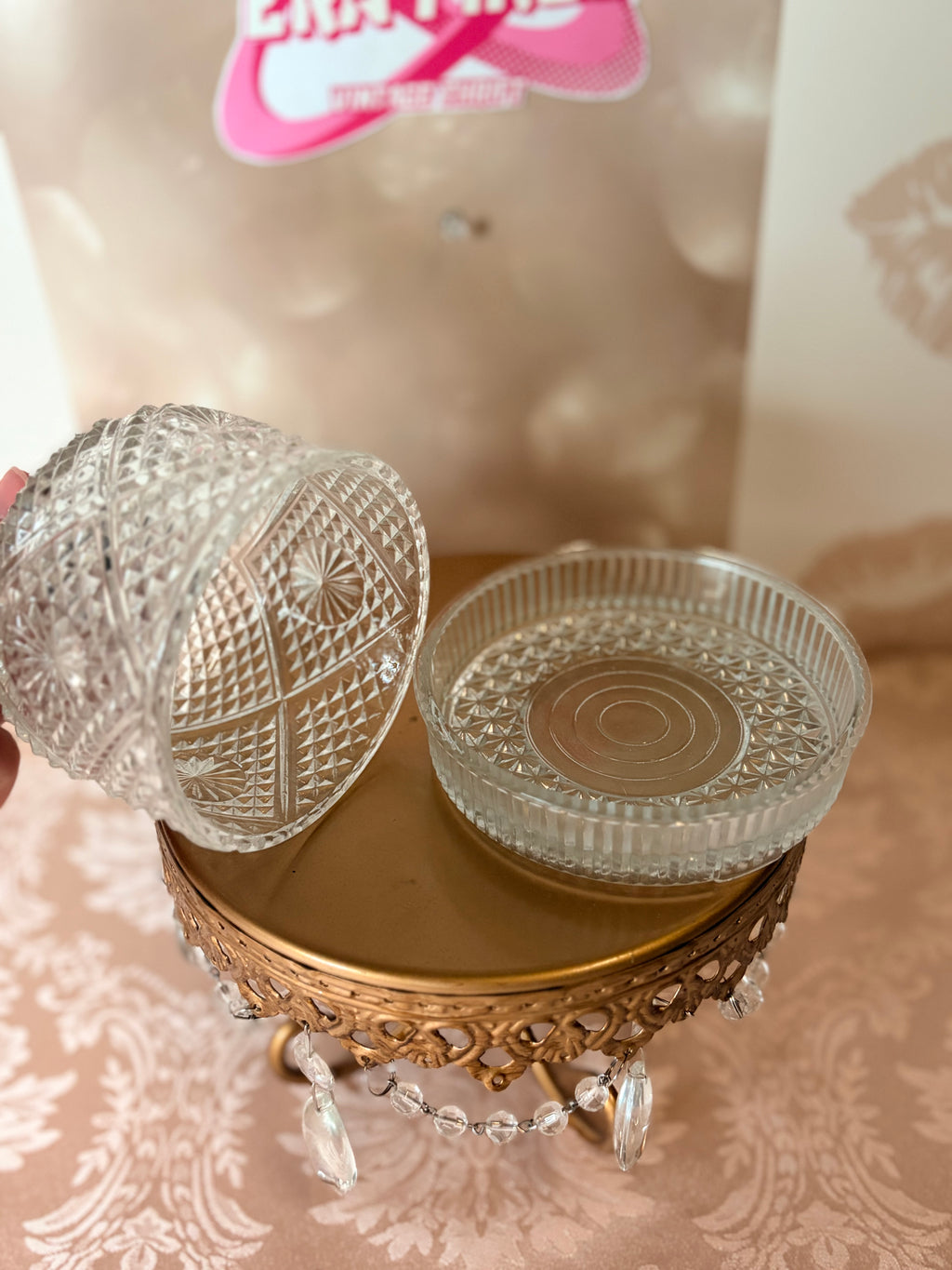 Avon crystal covered butter or cheese dish