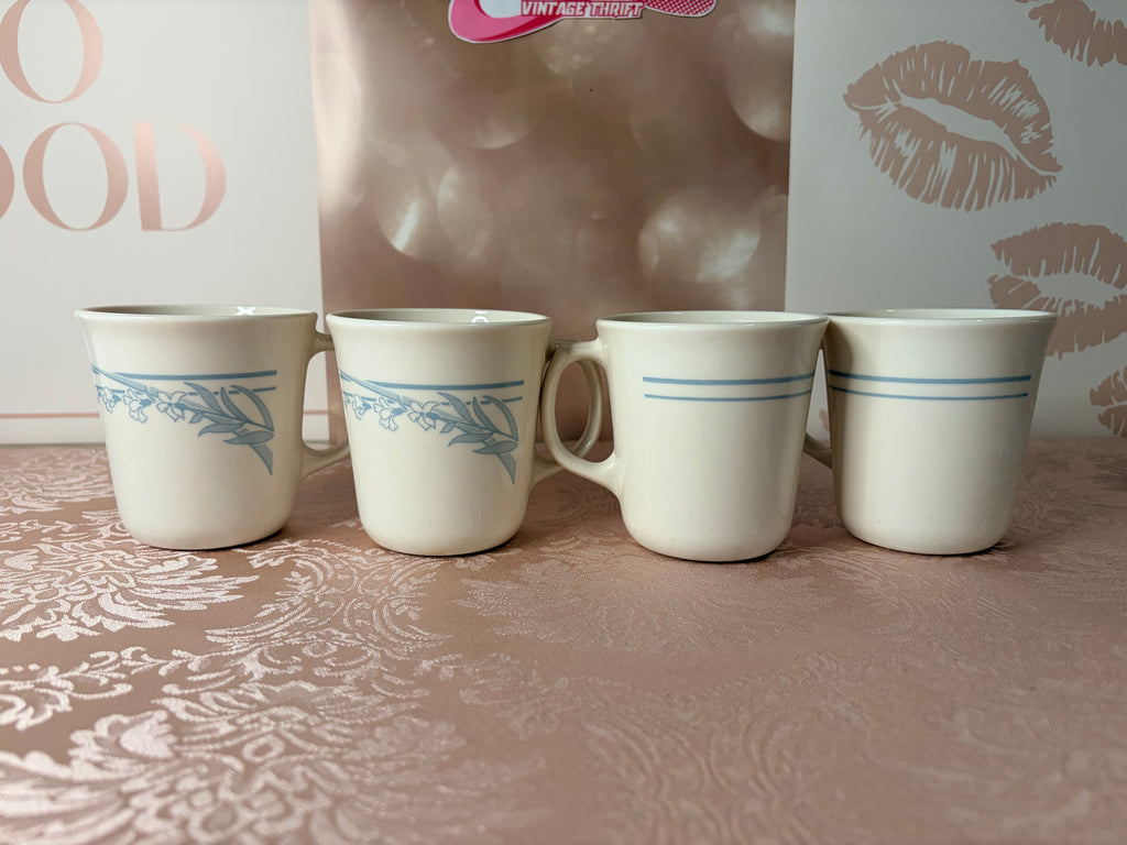 4- Corelle Blue Lily coffee mug made by Corning (80’s)