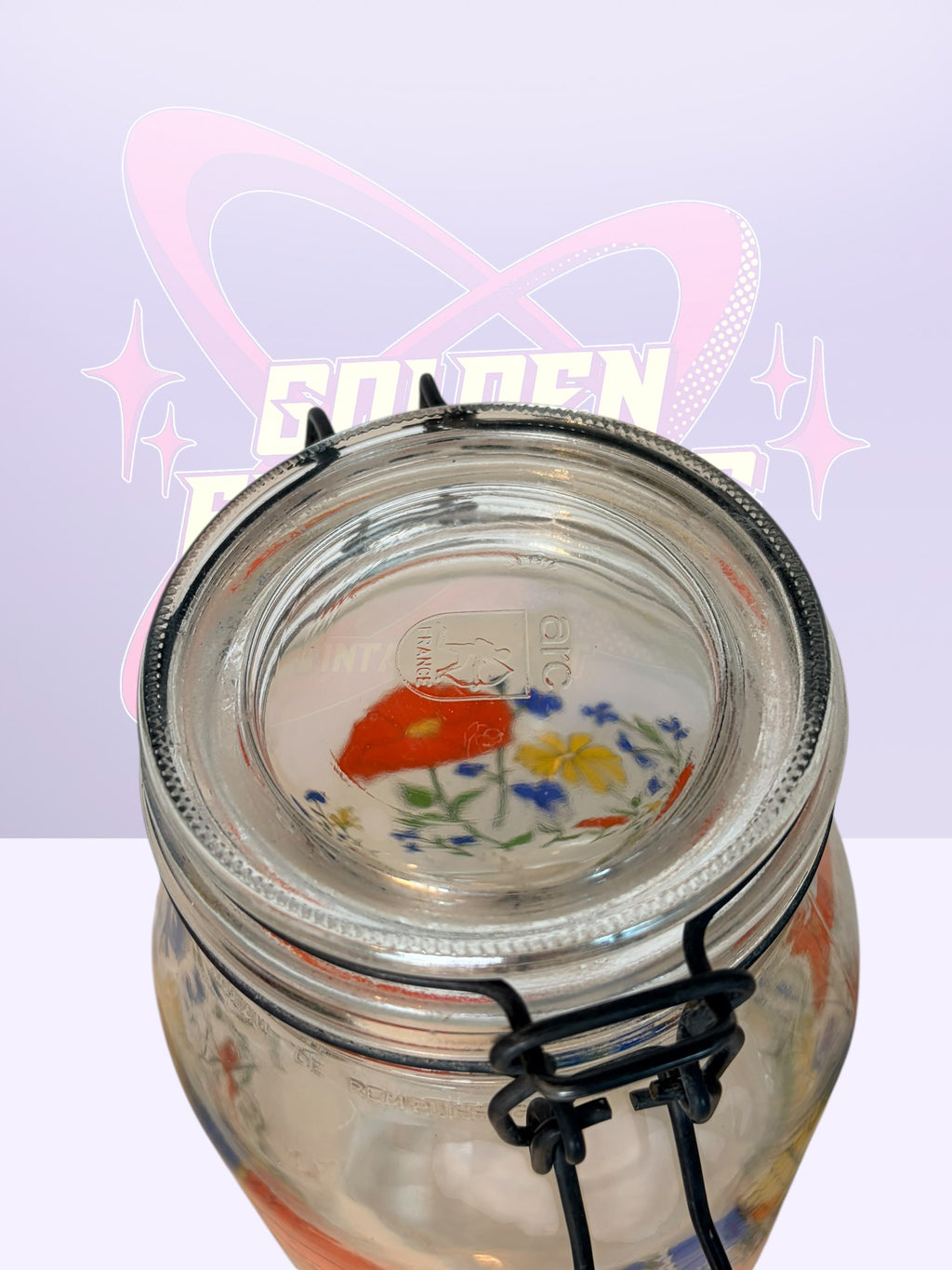 R. Carman “Wild Poppy” Arc France glass canisters