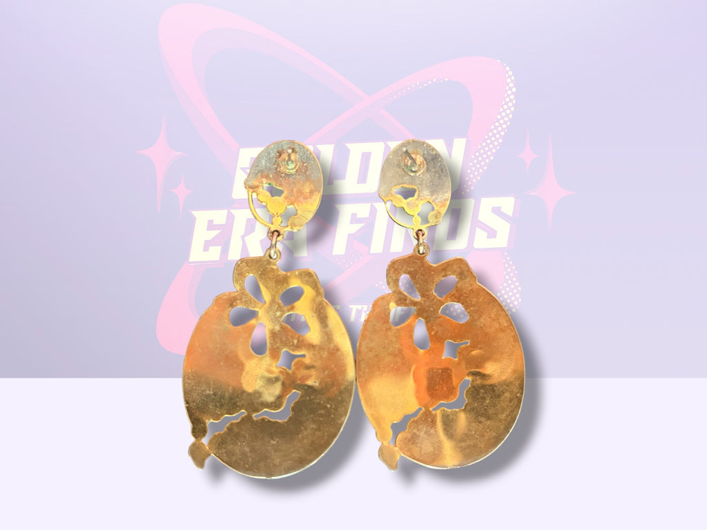 Retro-Inspired Enamel Floral Dangle Earrings (Y2K)