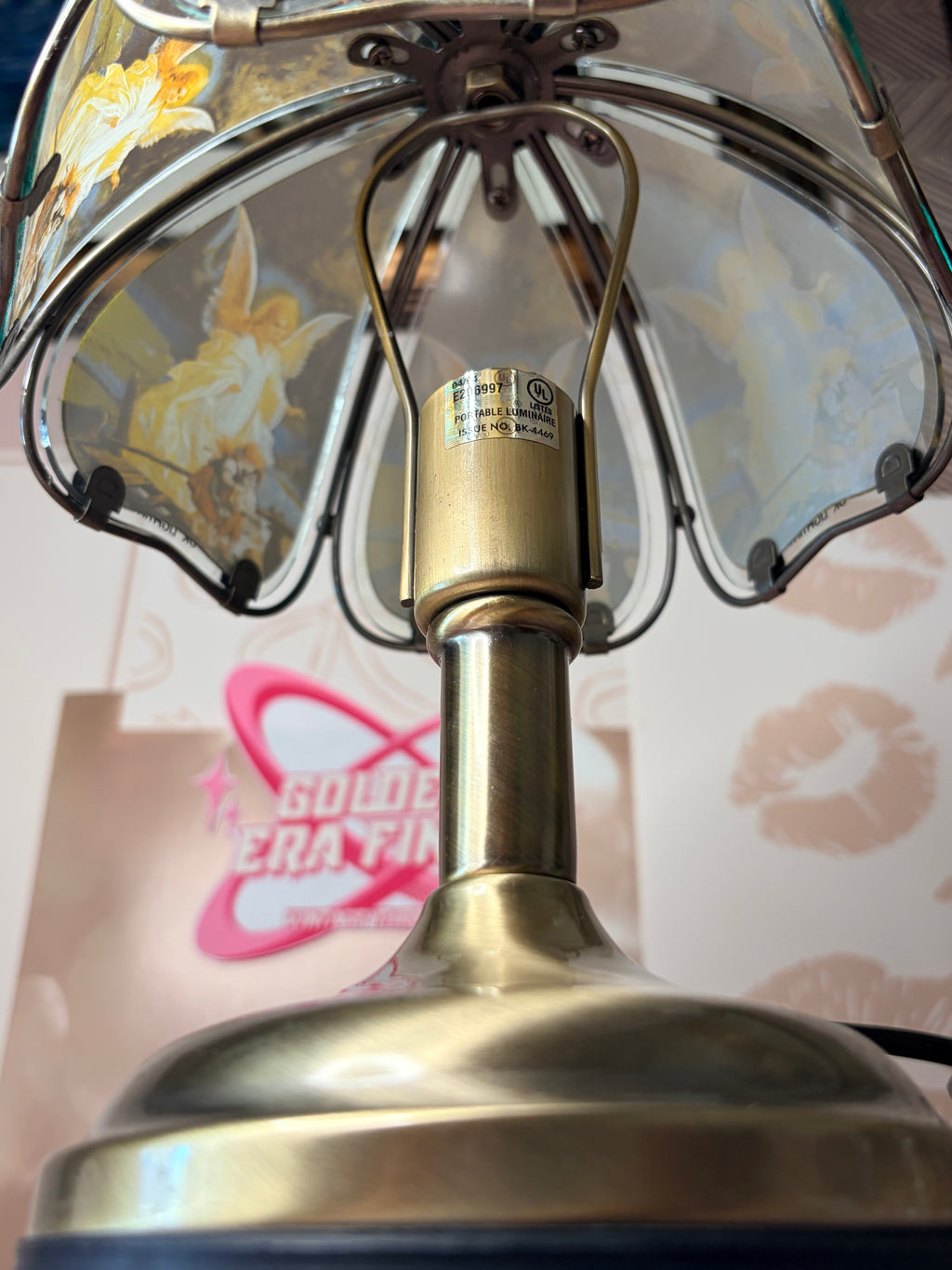“OK Lighting” 3-Way Touch Lamp- Guardian Angel & Children on Bridge Glass Panels