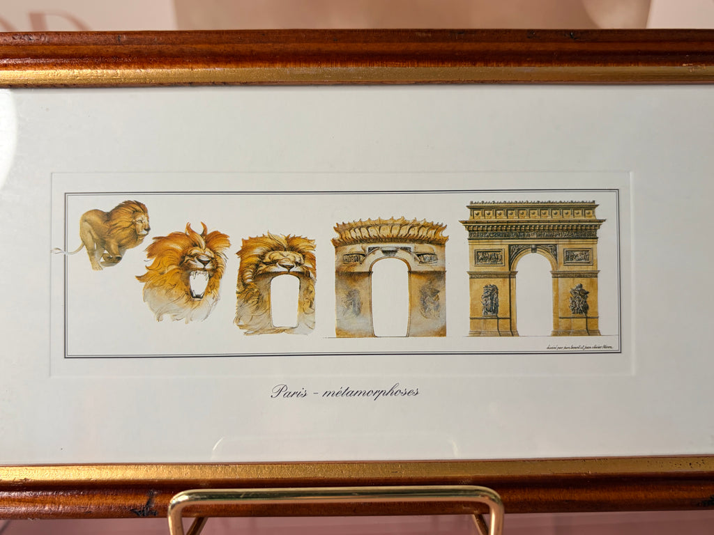 Jean-Olivier Héron Metamorphosis Framed Art Print - Paris Lion to Arc de Triomphe." (60’s)
