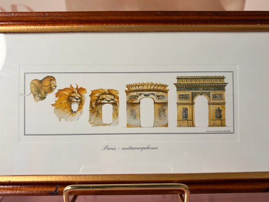 Jean-Olivier Héron Metamorphosis Framed Art Print - Paris Lion to Arc de Triomphe." (60’s)