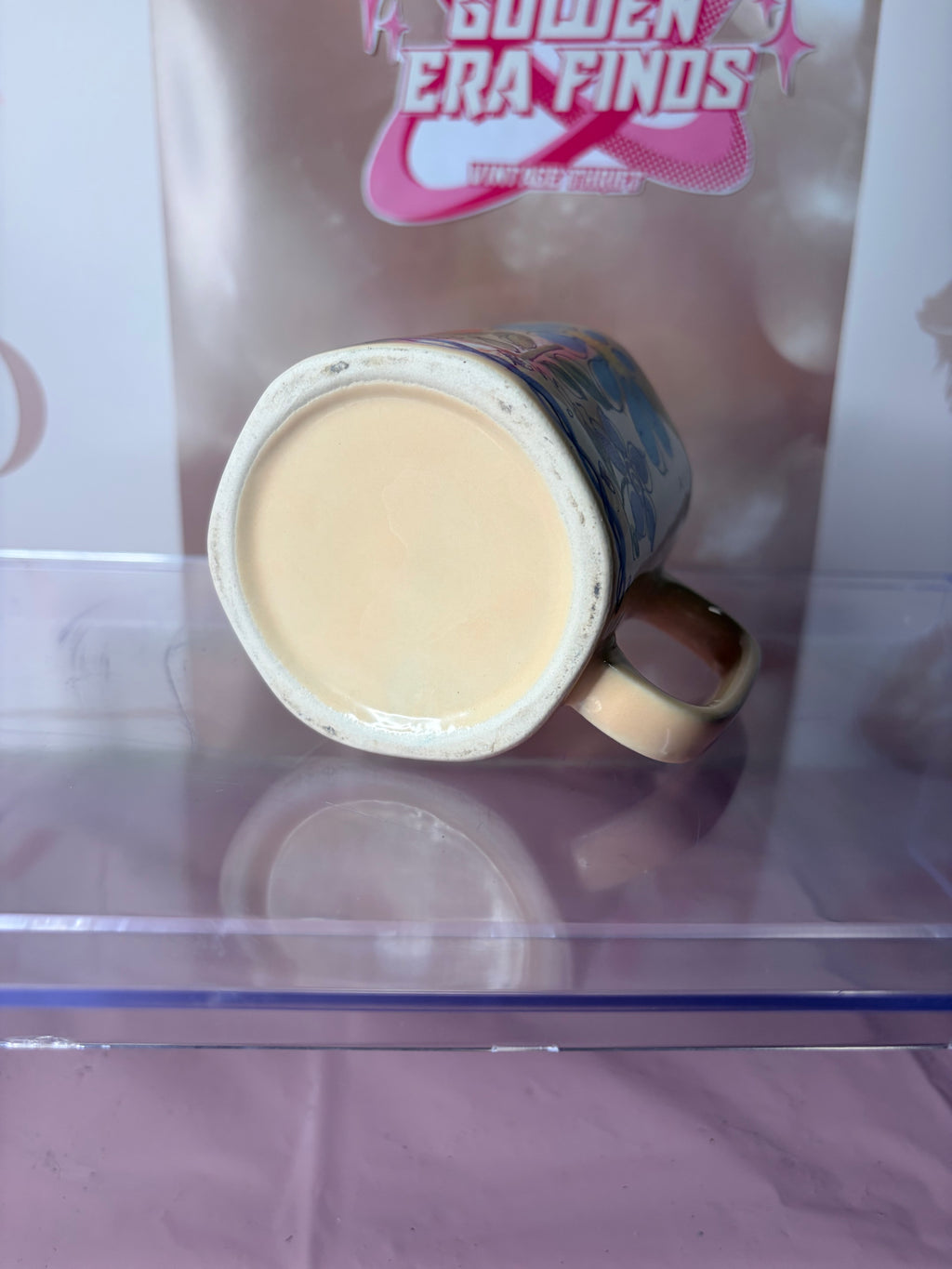 Taylor & Ng Hand Painted Blue Flower Mug Signed Win Ng (80’s)