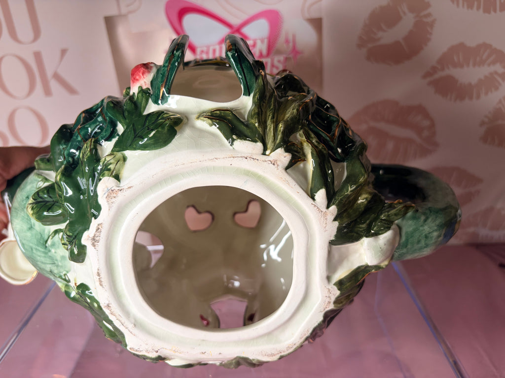 "Tea Room" fairy cottage teapot votive candle holder produced by Kimberly Designs (y2k)