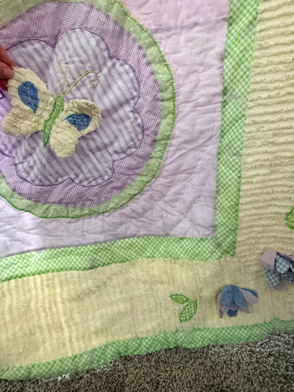 Pottery Barn Kids Secret Garden Patchwork Twin Quilt Pastel Floral Lavender (2000’s)