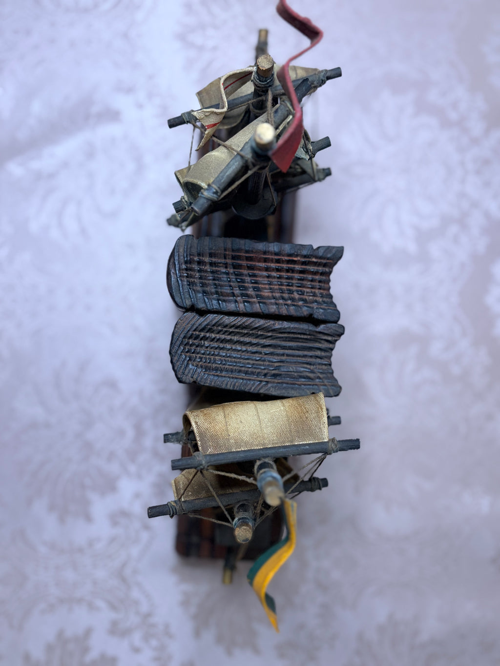 Handcrafted wooden Spanish galleon and pirate ship bookends