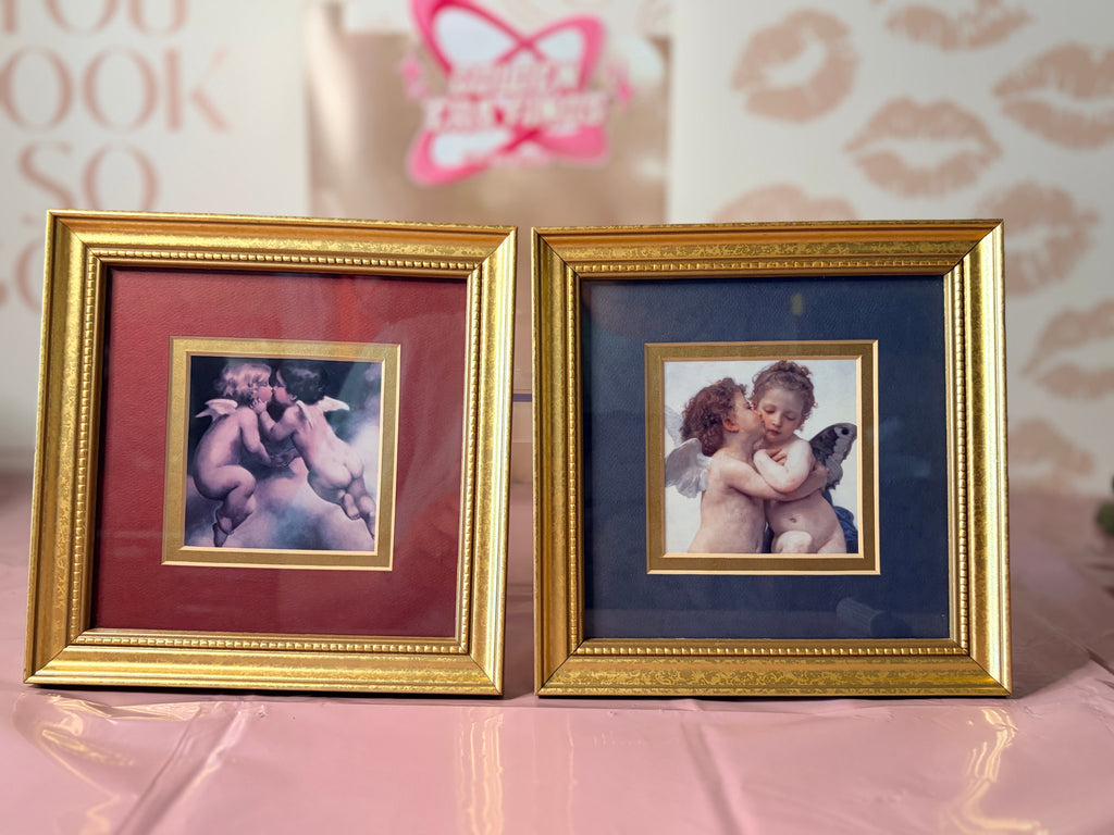 Pair Portal Publications Framed Art Prints Bouguereau First Kiss Cherubs (96)