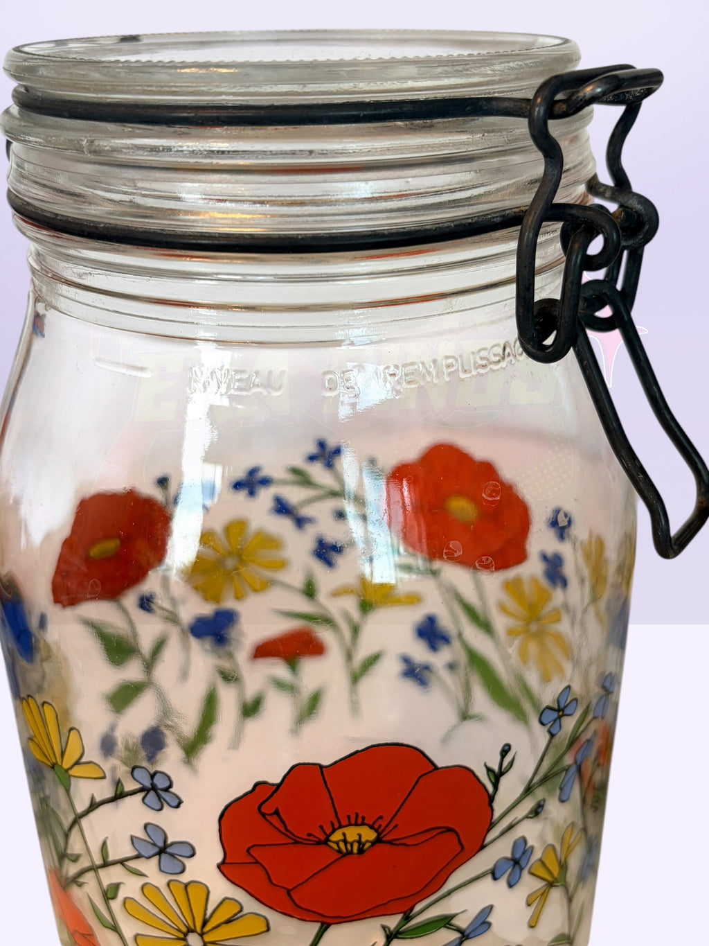 R. Carman “Wild Poppy” Arc France glass canisters