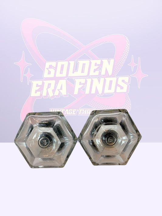 Hexagon glass salt & pepper shakers (1950’s)