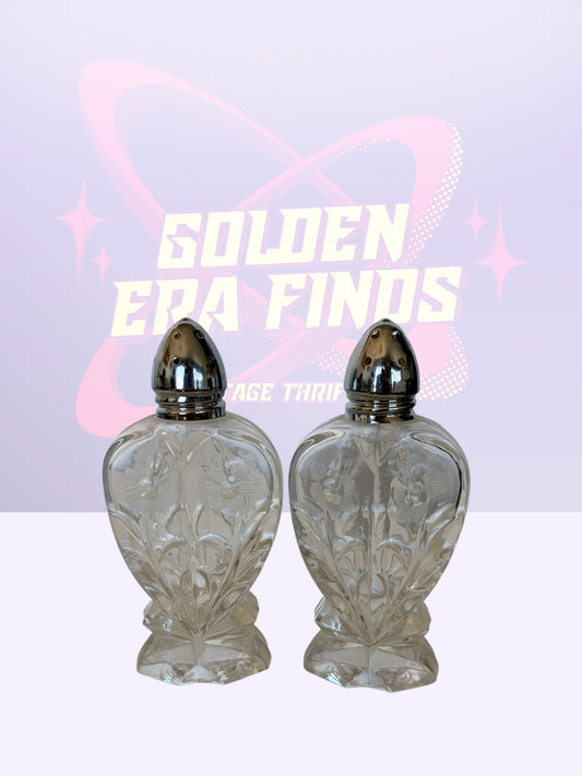 West Germany Cut Crystal Salt & Pepper Shakers (1950’s) w/bowl