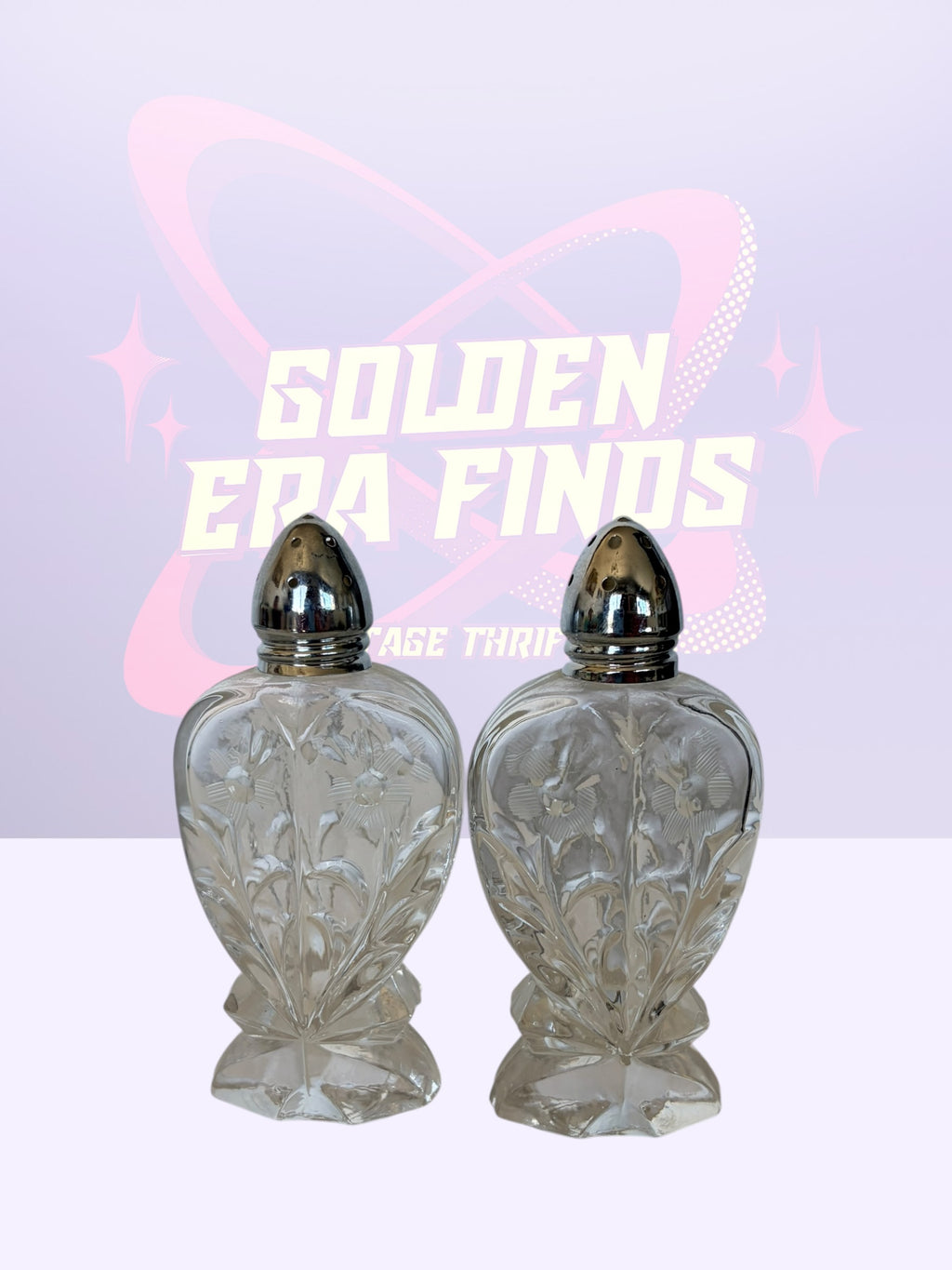 West Germany Cut Crystal Salt & Pepper Shakers (1950’s) w/bowl