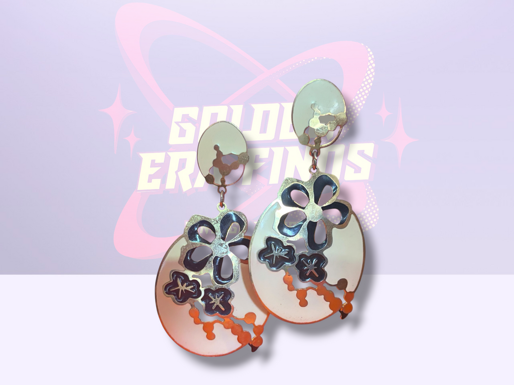 Retro-Inspired Enamel Floral Dangle Earrings (Y2K)