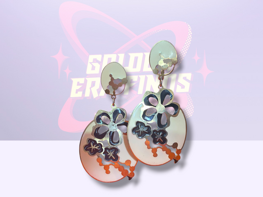 Retro-Inspired Enamel Floral Dangle Earrings (Y2K)