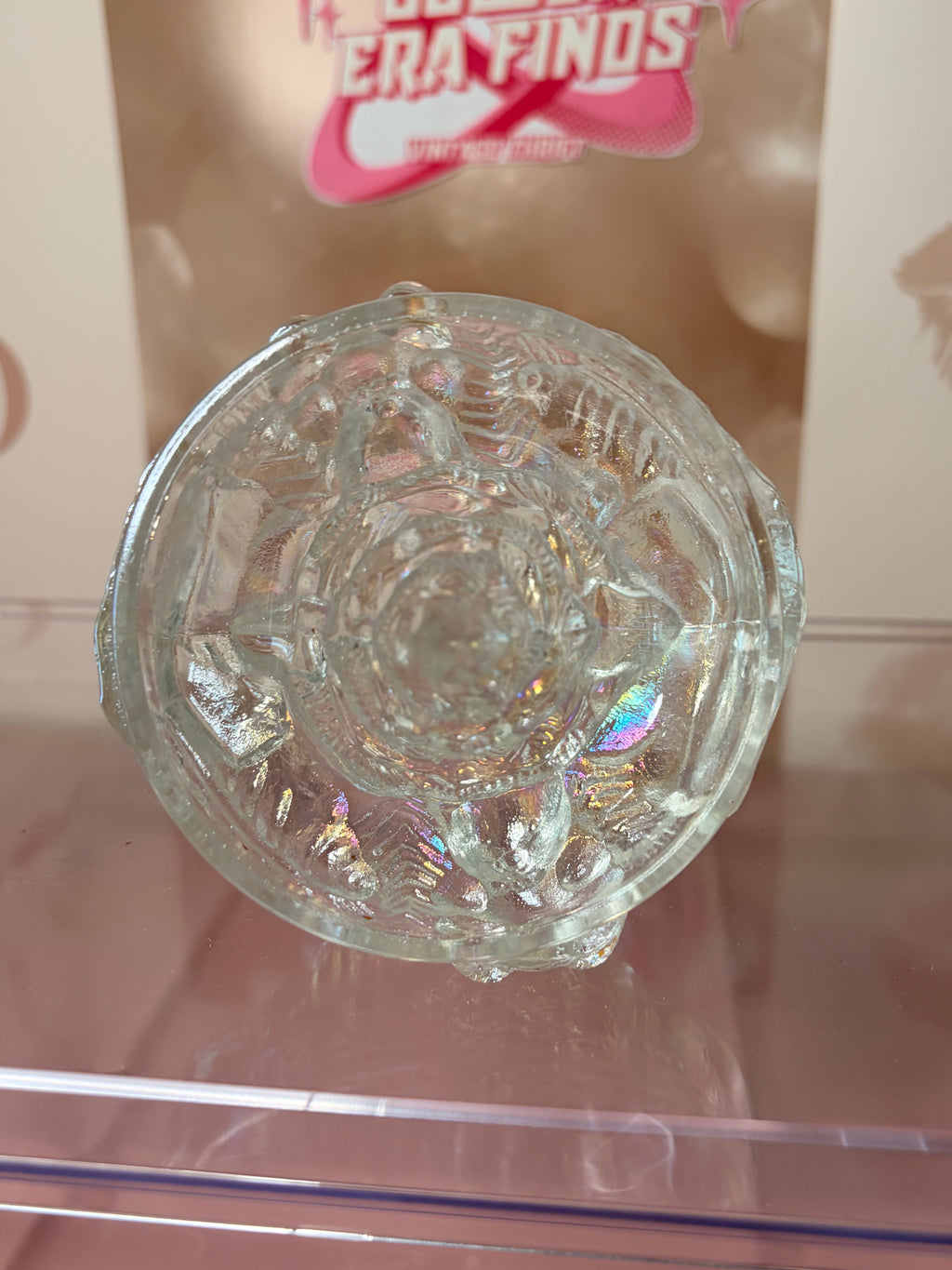 Iridescent carnival glass Christmas tree figurine (80-90’s)