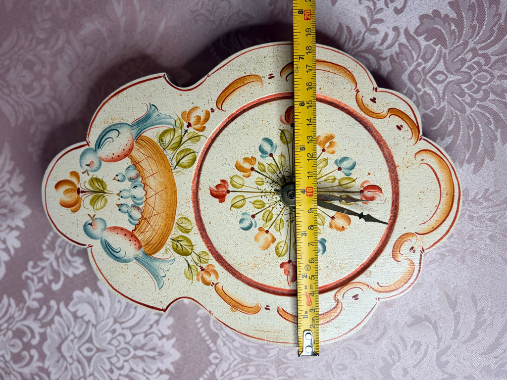 1989 Signed Hand-Painted Wooden Clock – Scandinavian Rosemaling Folk Art, Bluebird Family Motif