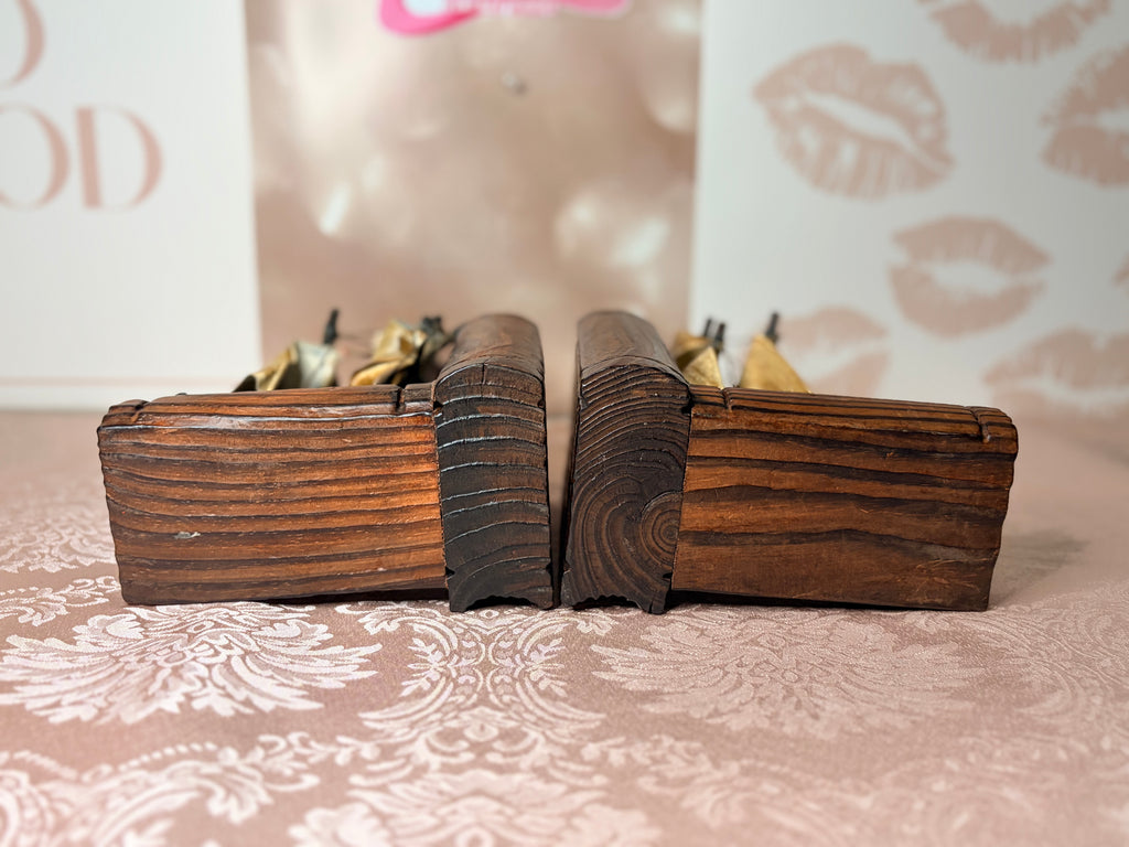 Handcrafted wooden Spanish galleon and pirate ship bookends