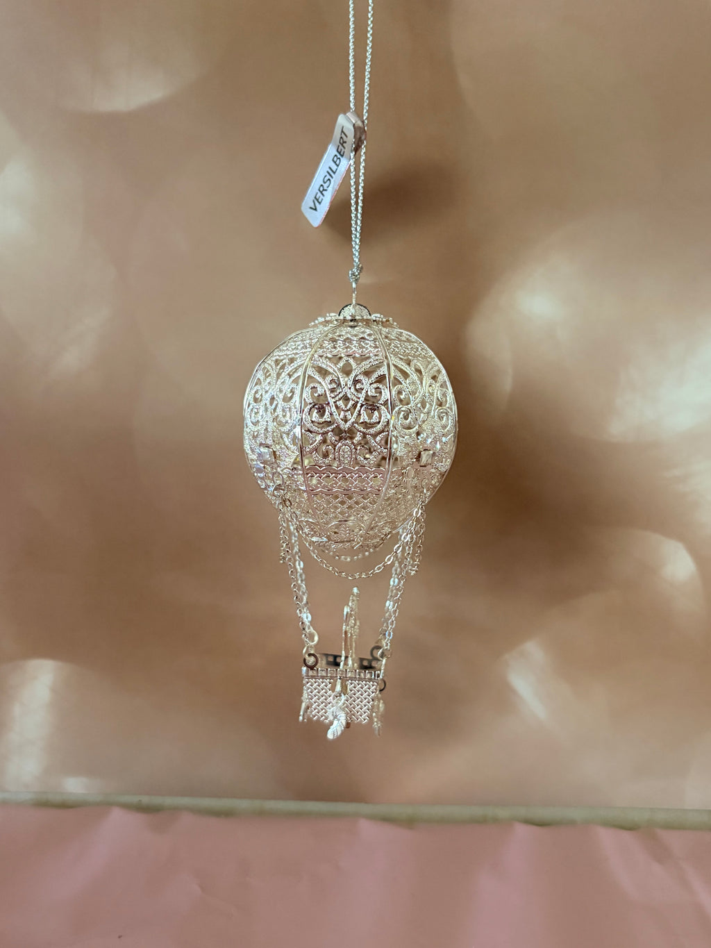 Silver Hot Air Balloon with Santa ornament