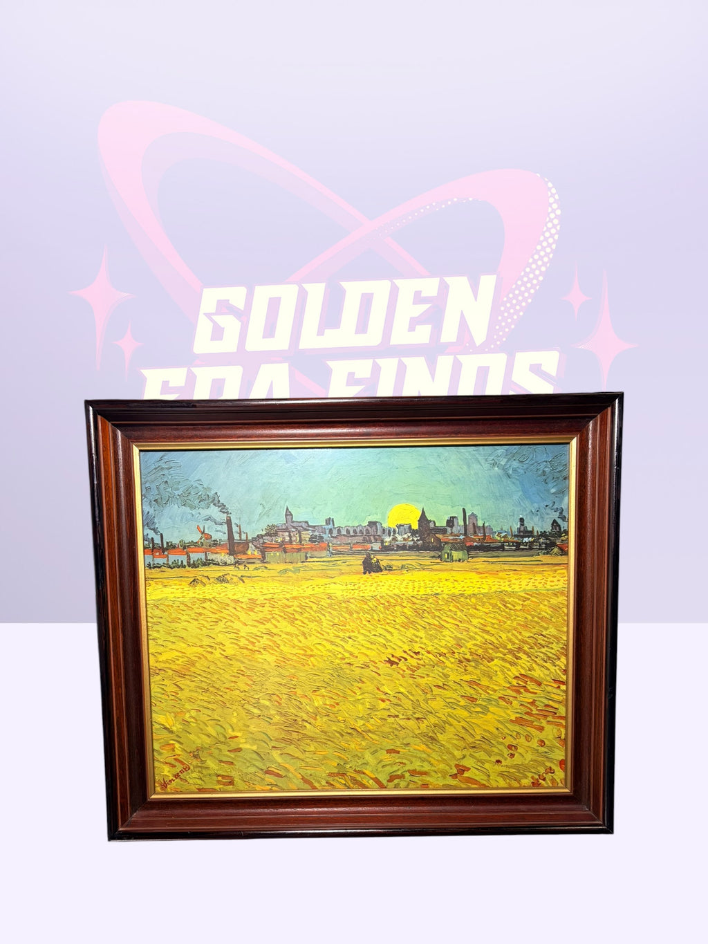 Framed Vincent Van Gogh "Summer Evening" Mid-Century Art Print