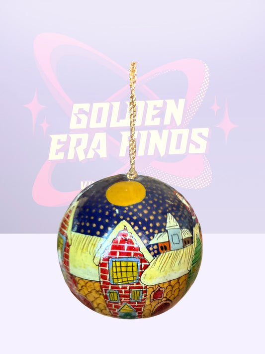 3- blooming dales hand-painted, paper mache ornament (70’s)