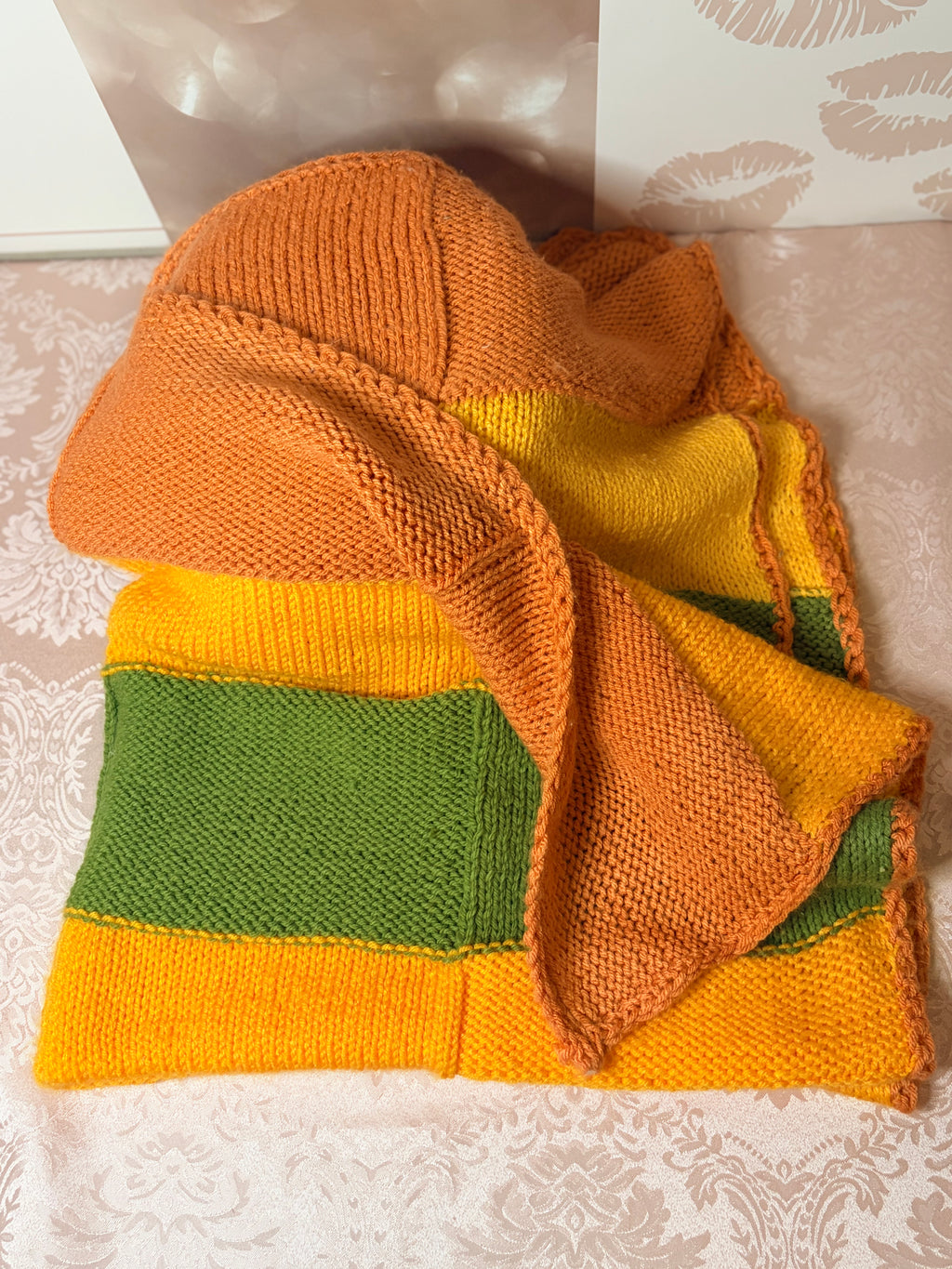 Handmade knit throw blanket