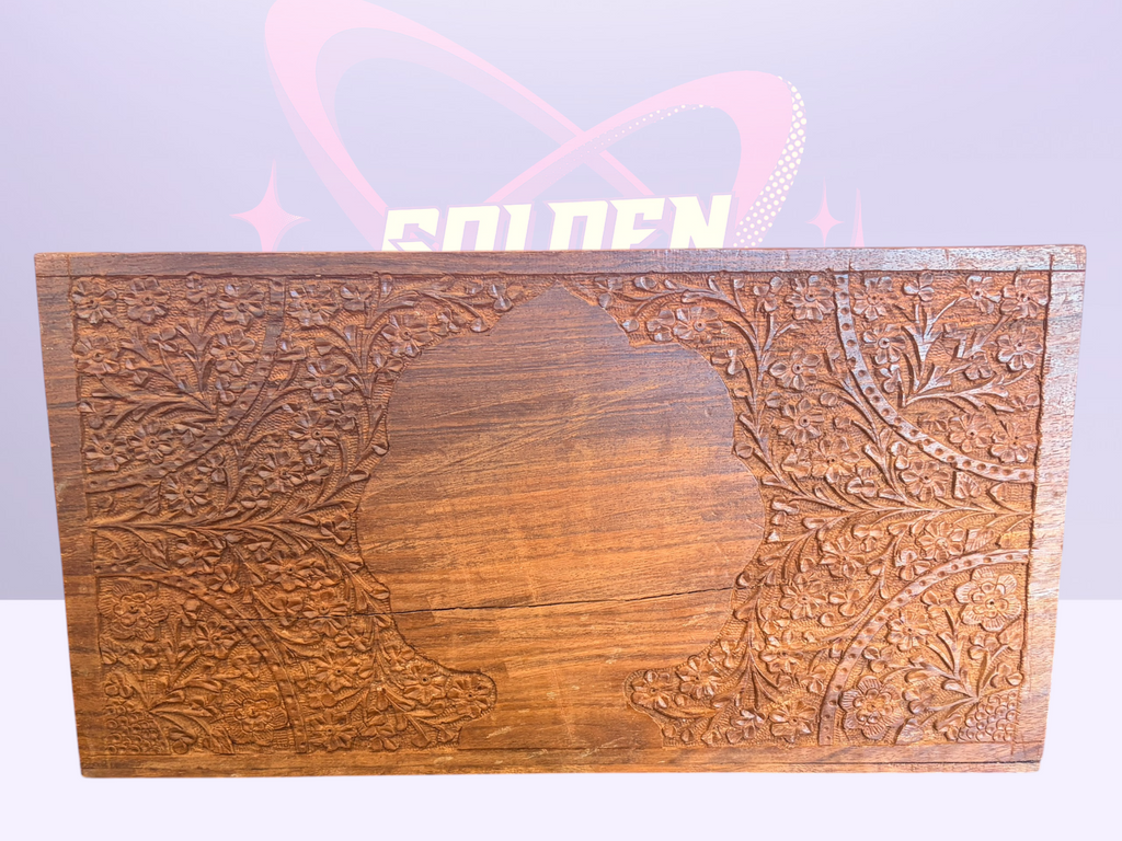 Handcrafted vintage teak wood desk organizer