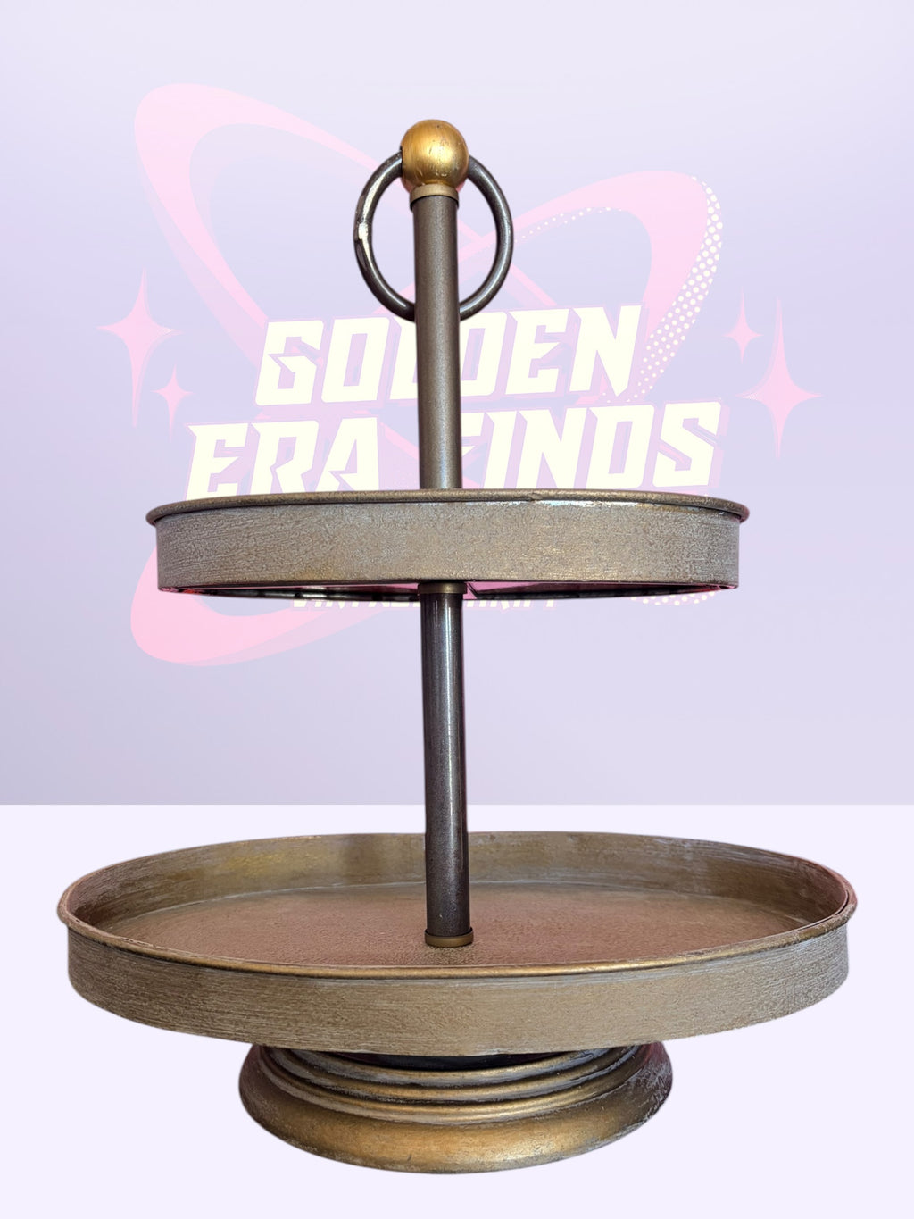 Creative CoOp Oval Metal 2Tier Tray Zinc