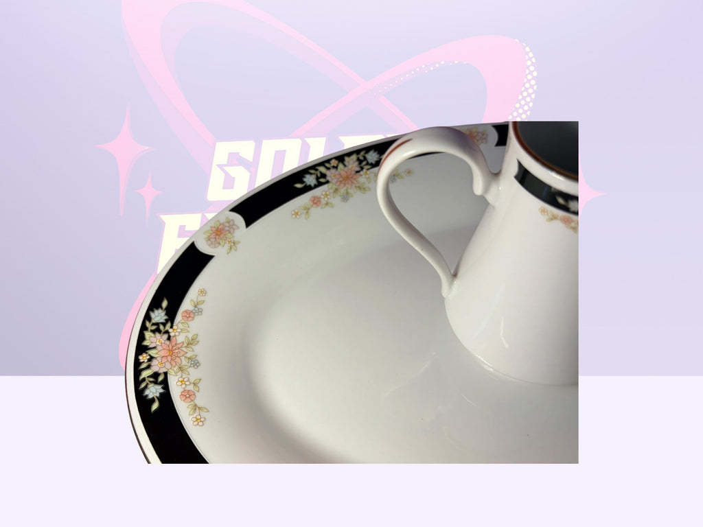 Crown Ming Adriana Gold Trim serving set w/oval platter and cream pitcher (1980’s)