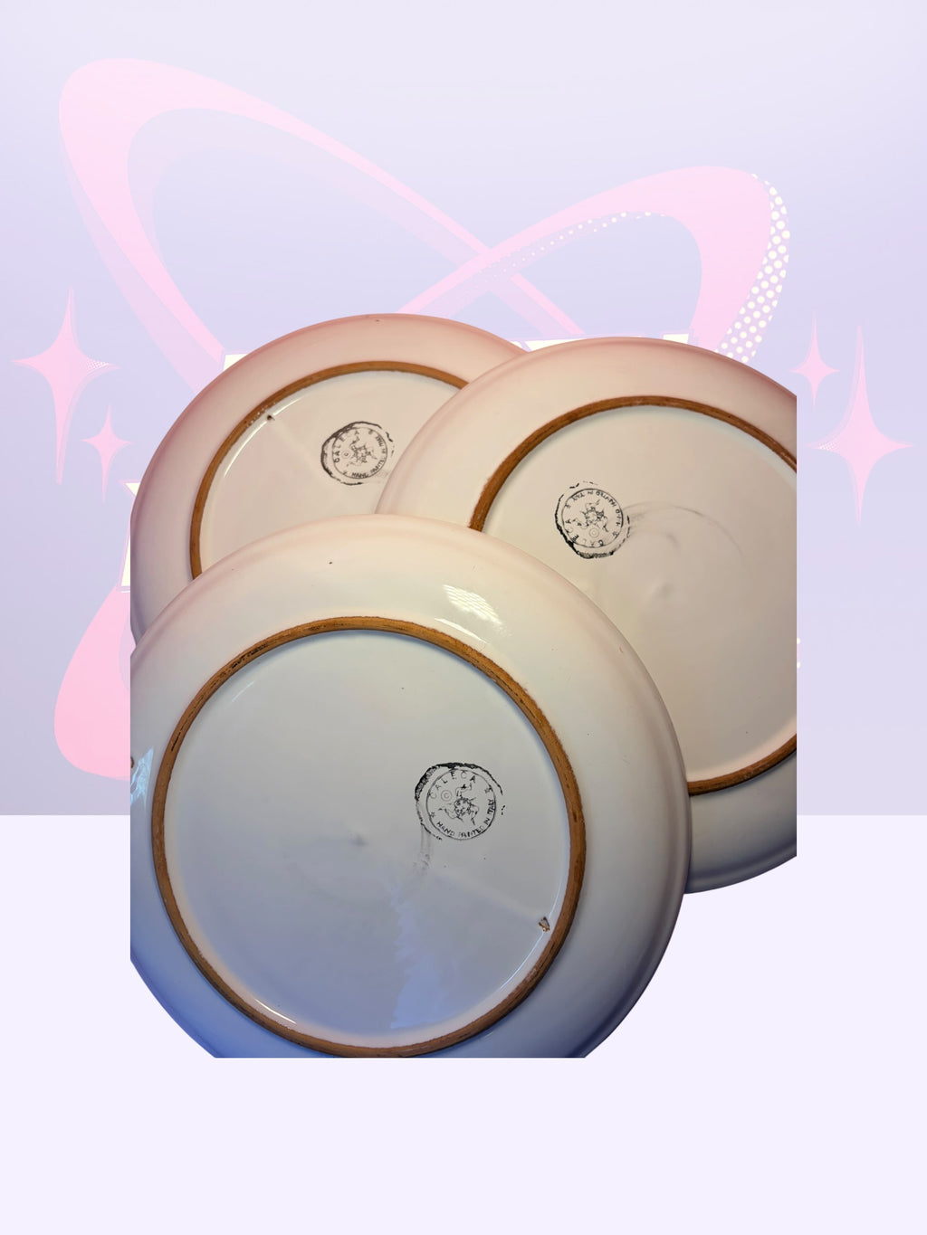 Caleco “Pink Garland” pasta bowls and dinner plates
